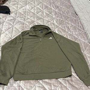 Adidas Olive Green Women’s Quarter zip up.